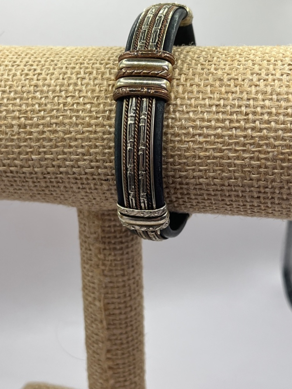 Women’s Black and Gold Multi-Texture Leather Bracelet